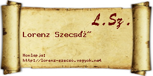 Lorenz Szecső névjegykártya